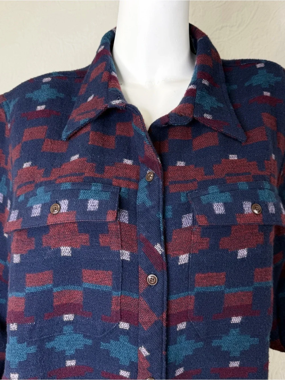 LL Bean Signature XL NWT Aztec Patterned Southwestern Chamois Tunic Shirt Jacket